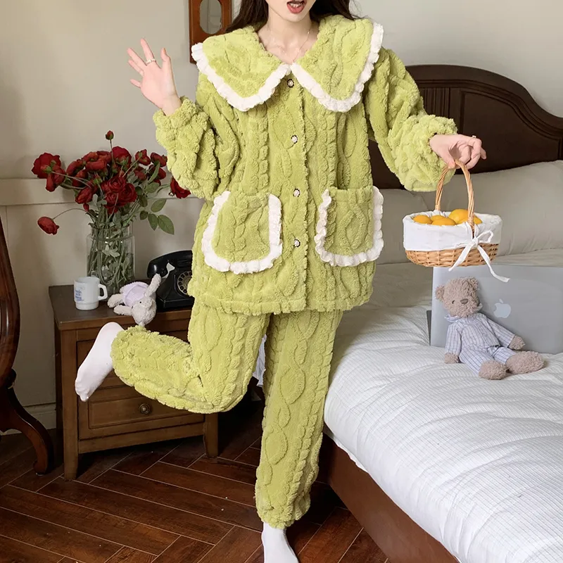 Qiao Ni Tong Pajama Set Women's Matcha-2