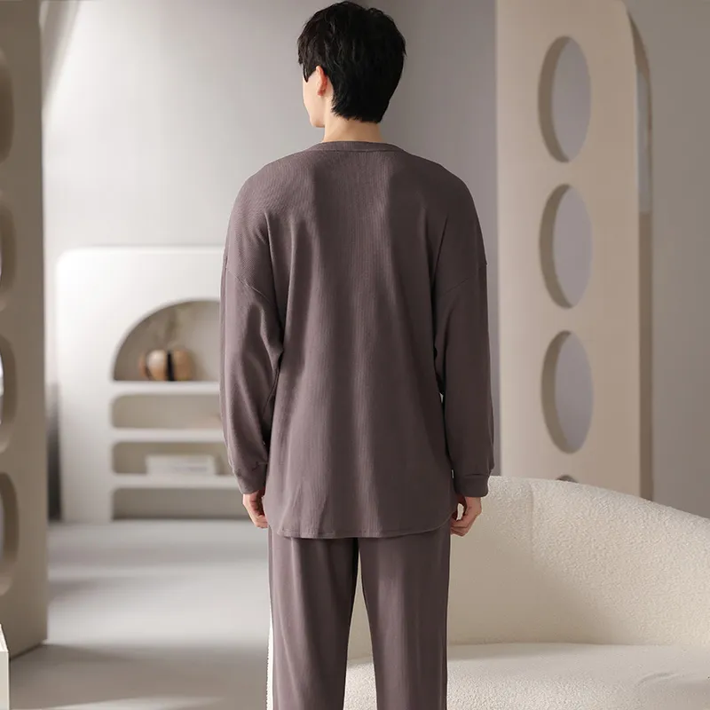 Qiao Ni Tong Pajama Set Men's Brown-1