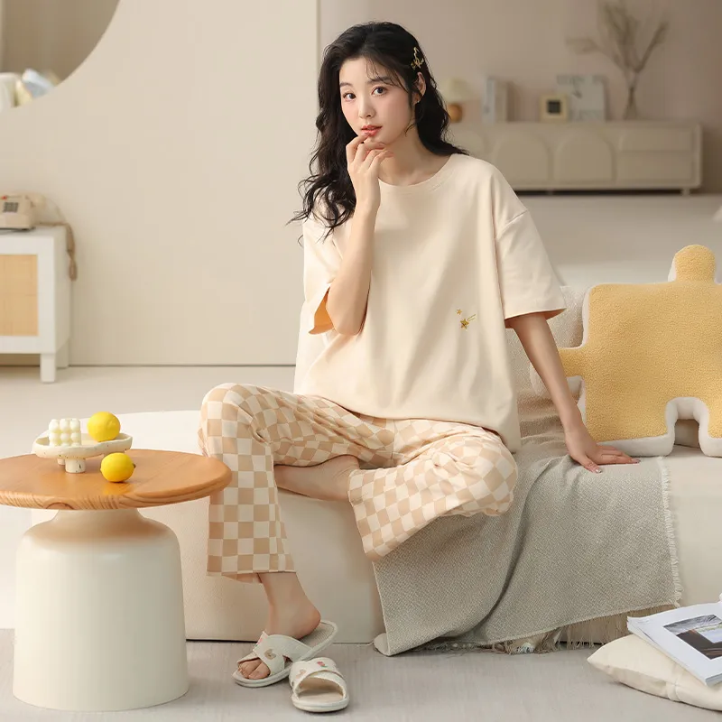 Qiao Ni Tong Pajama Set Women's Yellow-2
