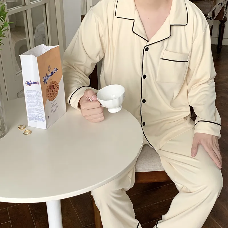 Qiao Ni Tong Pajama Set Unisex Cream White-5