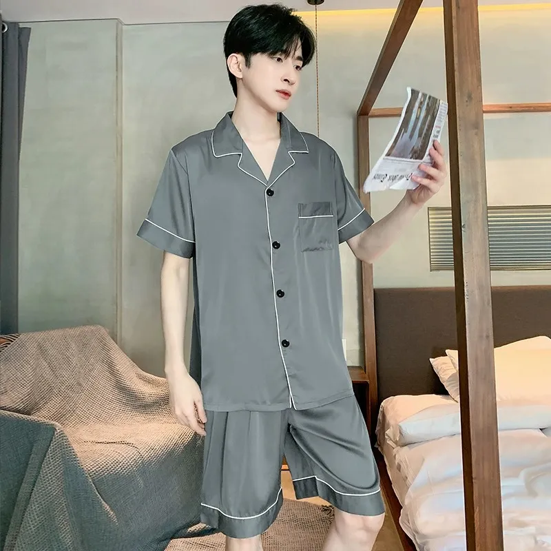 Qiao Ni Tong Pajama Set Men's Premium Gray-3