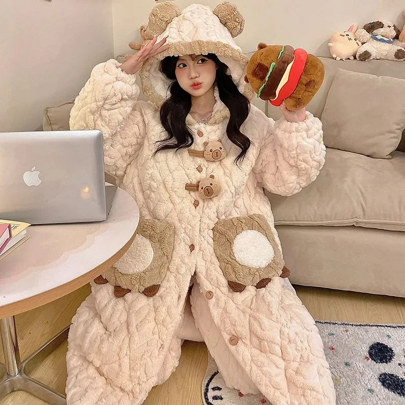 Qiao Ni Tong Pajama Set Women's Caramel-5
