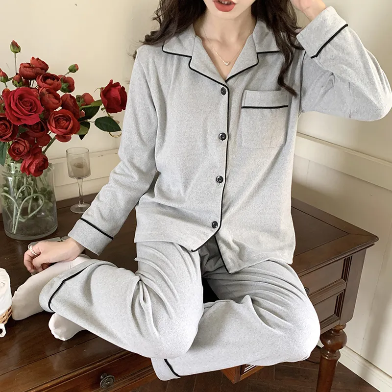 Qiao Ni Tong Pajama Set Unisex Gentleman Gray-7