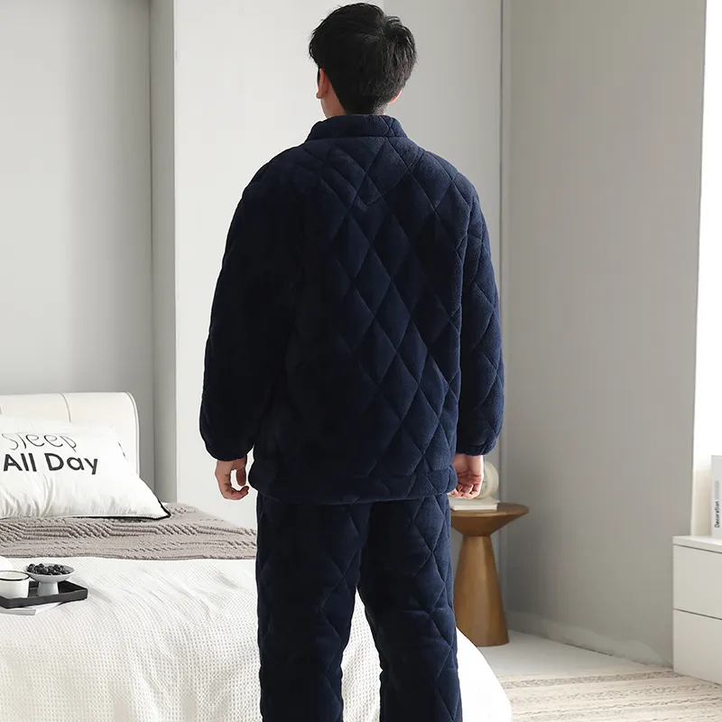 Qiao Ni Tong Pajama Set Men's Navy Blue-1