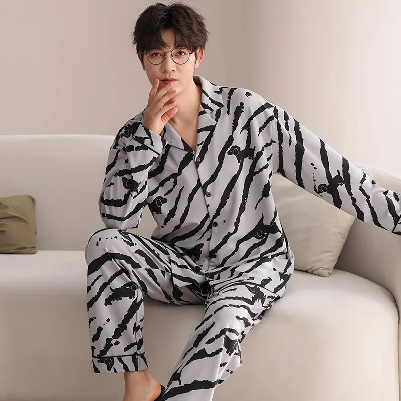 Qiao Ni Tong Pajama Set Men's Gray-1