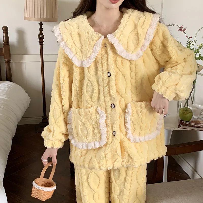 Qiao Ni Tong Pajama Set Women's Custard-2