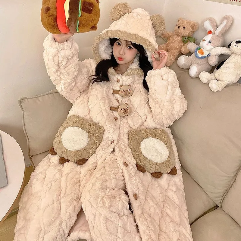 Qiao Ni Tong Pajama Set Women's Caramel-1