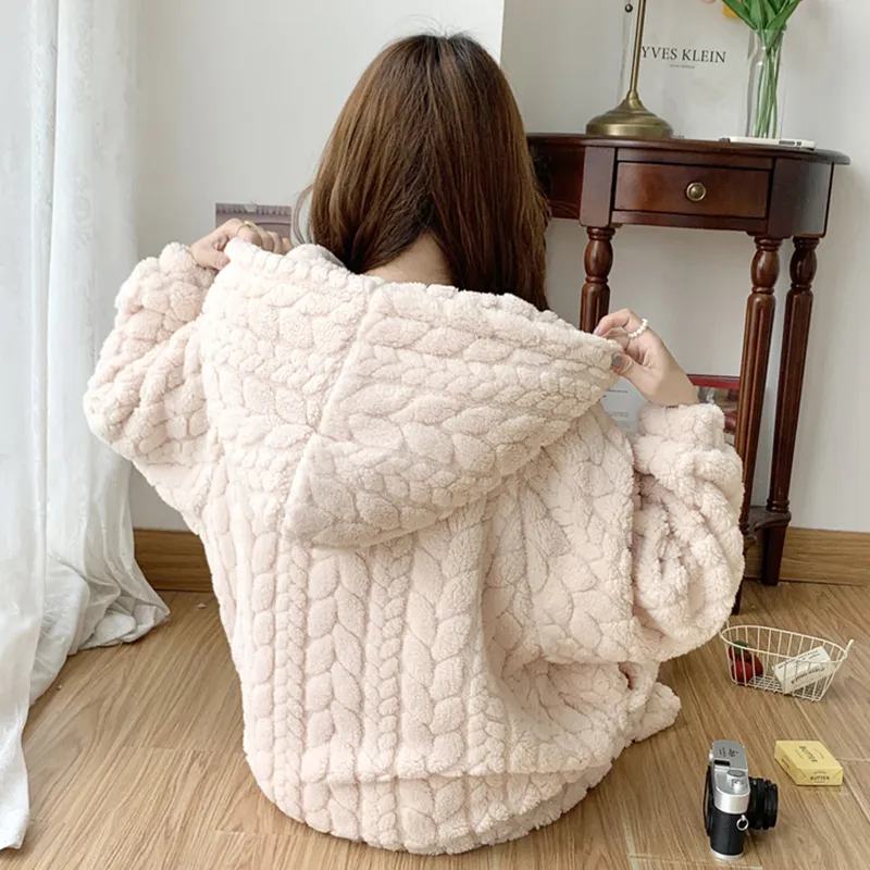 Qiao Ni Tong Pajama Robe Women's Apricot-4