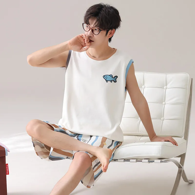 Qiao Ni Tong Pajama Set Men's Image Color-1