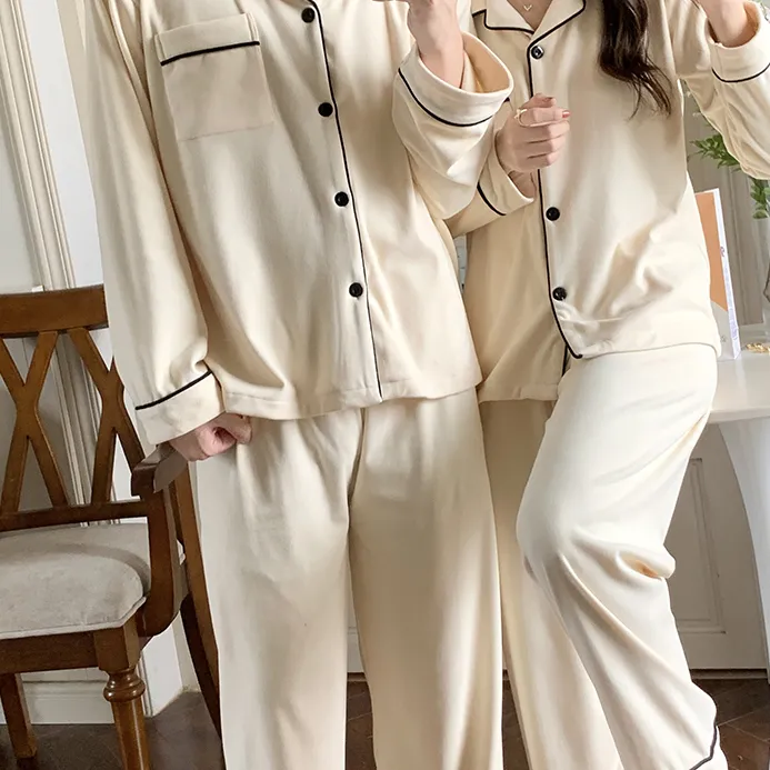 Qiao Ni Tong Pajama Set Unisex Cream White-12