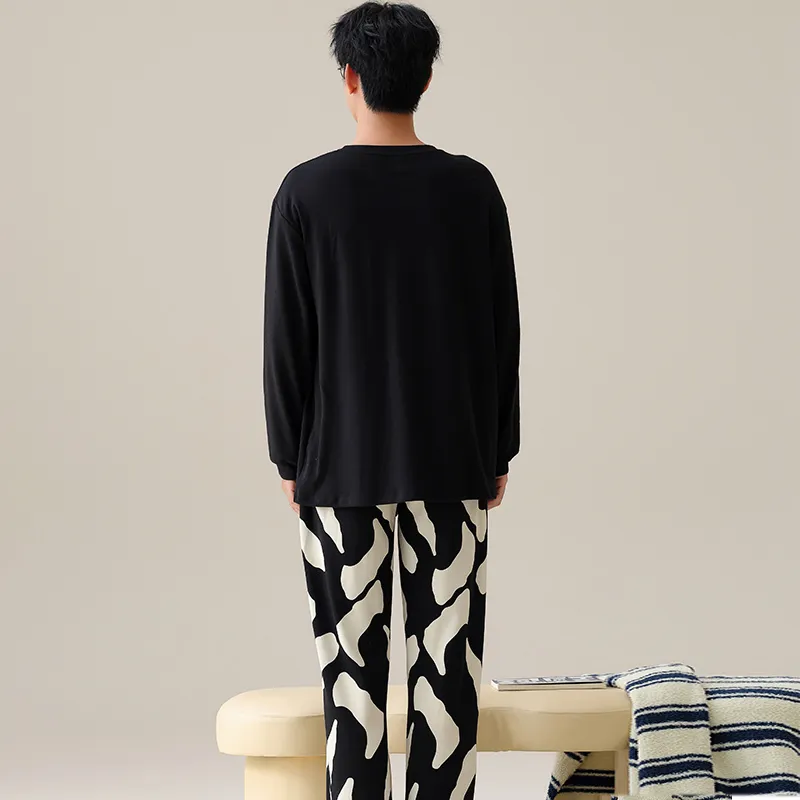 Qiao Ni Tong Pajama Set Men's Black-2