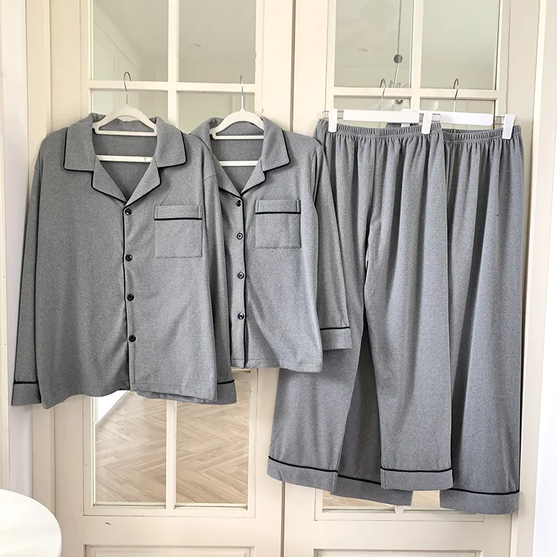 Qiao Ni Tong Pajama Set Unisex Elegant Gray-5