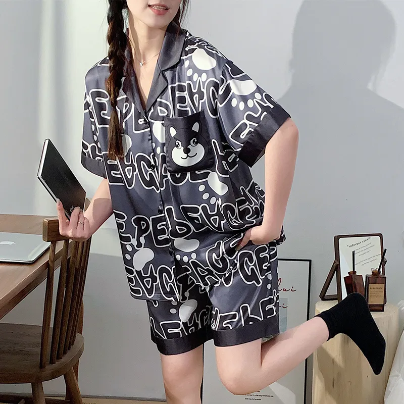 Qiao Ni Tong Pajama Set Women's Gray-3