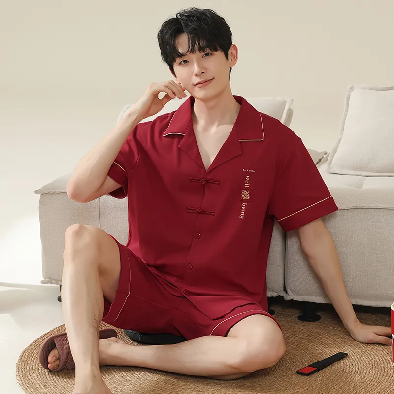 Qiao Ni Tong Pajama Set Men's Red-2