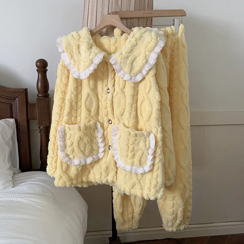 Qiao Ni Tong Pajama Set Women's Custard-6