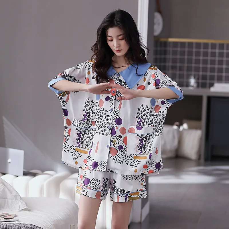Qiao Ni Tong Pajama Set Women's Multicolor-1