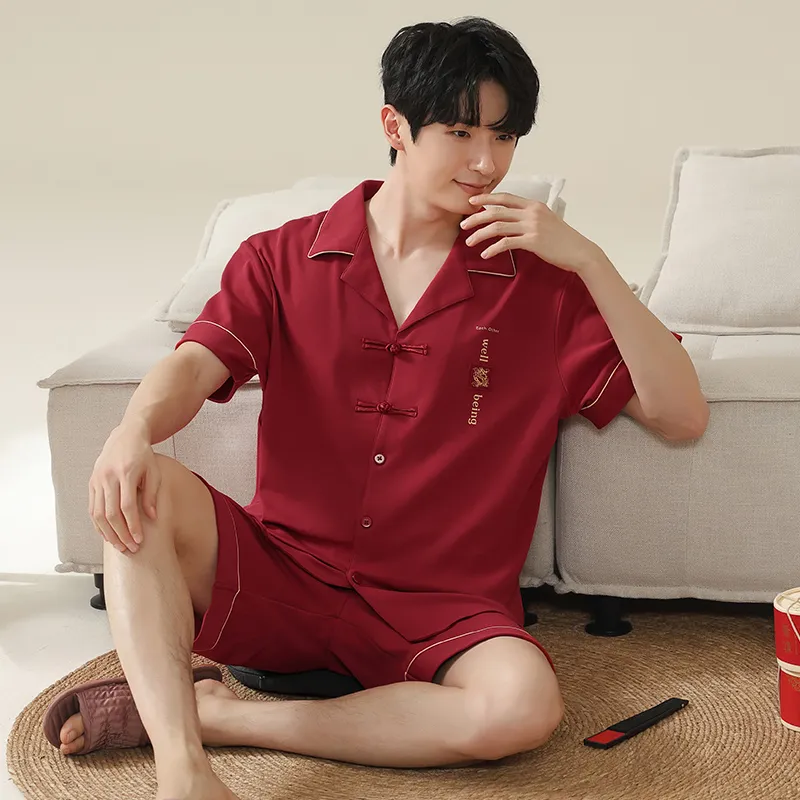 Qiao Ni Tong Pajama Set Men's Red-1