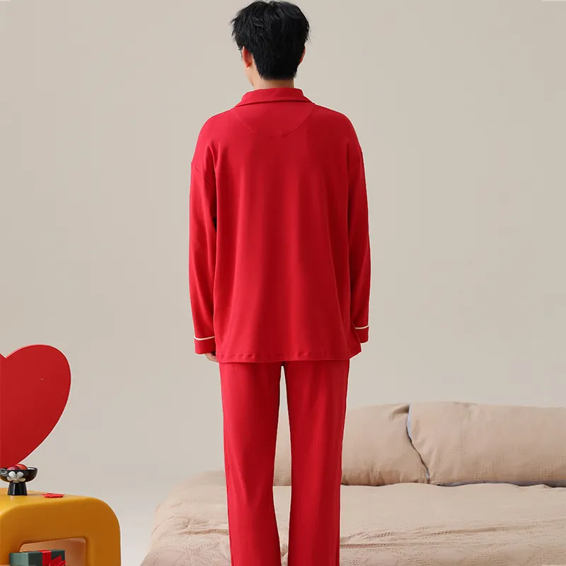 Qiao Ni Tong Pajama Set Men Red-1