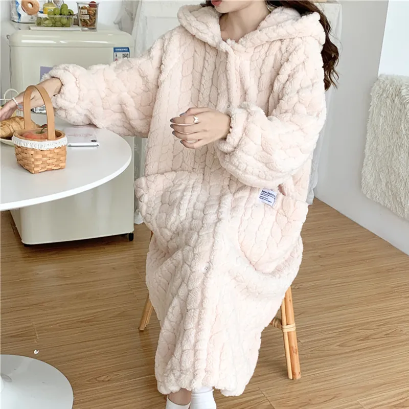 Qiao Ni Tong Pajama Robe Women's Apricot-3