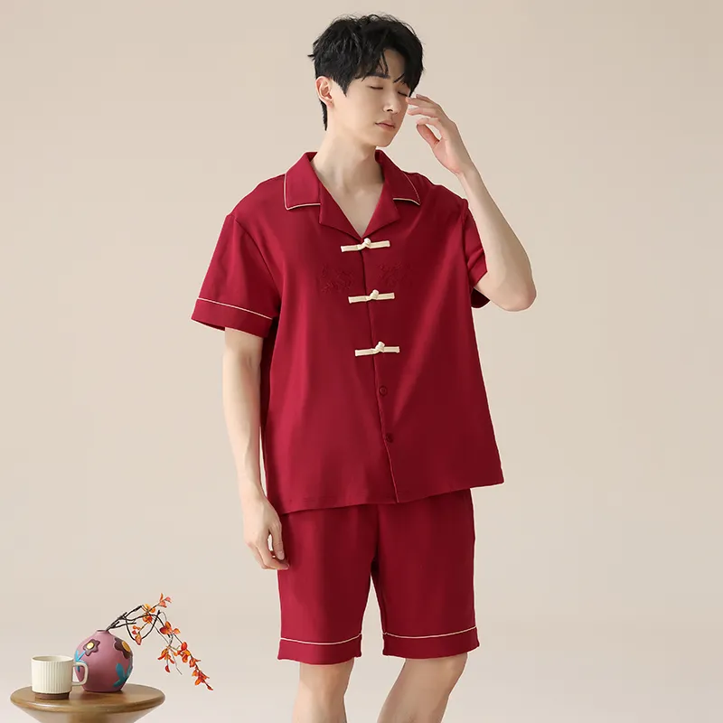 Qiao Ni Tong Pajama Set Men's Red-5