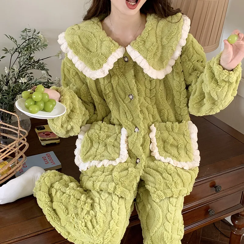 Qiao Ni Tong Pajama Set Women's Matcha-1