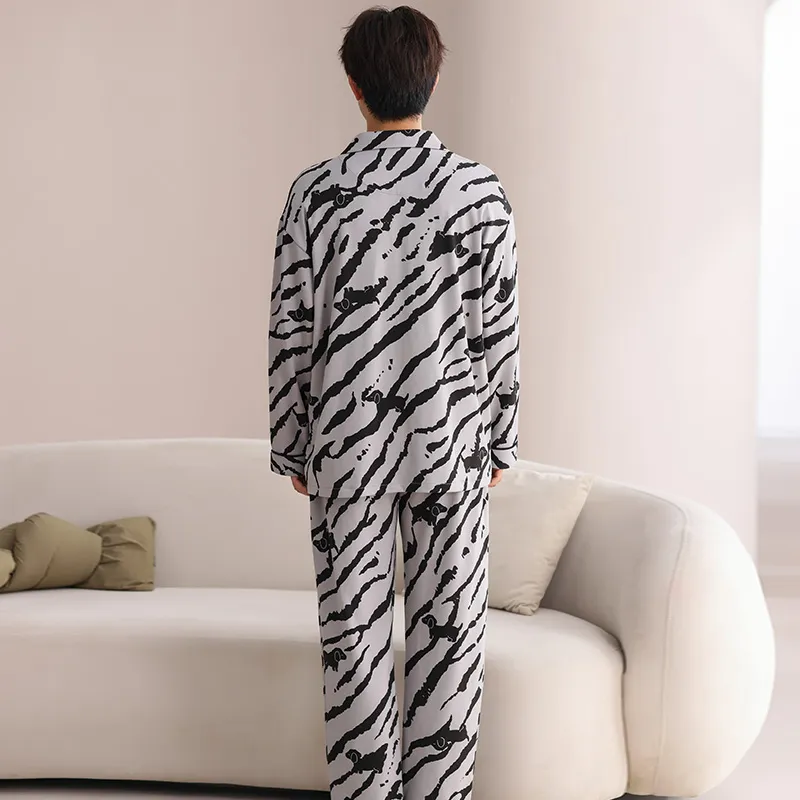 Qiao Ni Tong Pajama Set Men's Gray-7