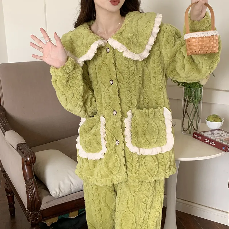 Qiao Ni Tong Pajama Set Women's Matcha-4