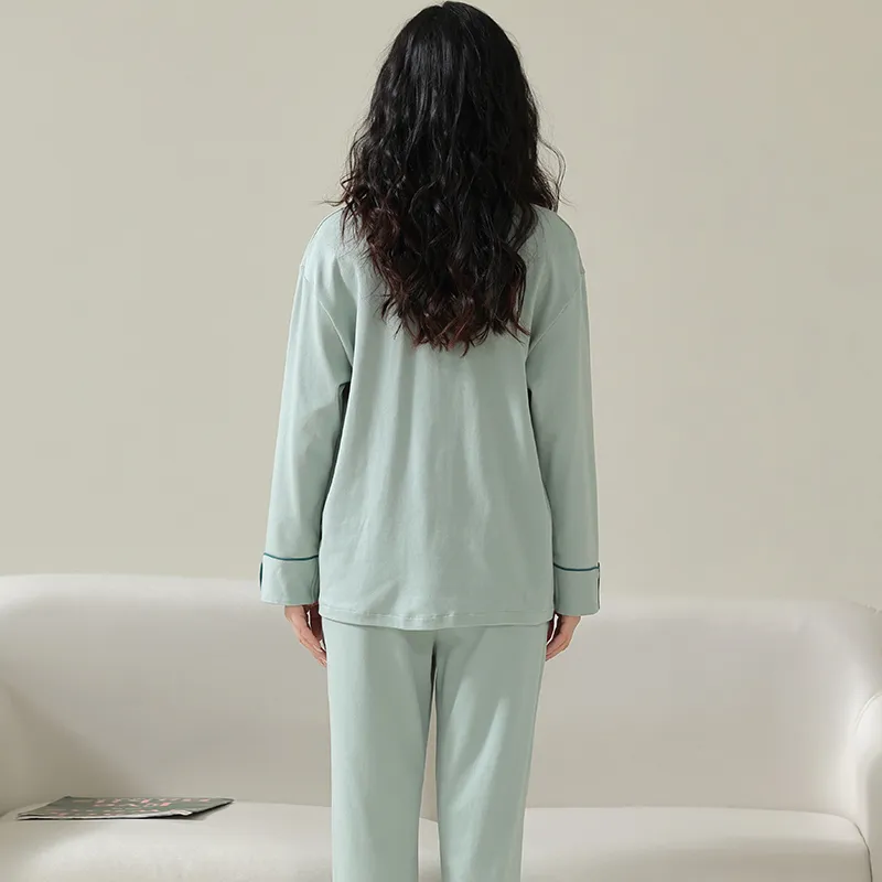 Qiao Ni Tong Pajama Set Women's Light Green-1
