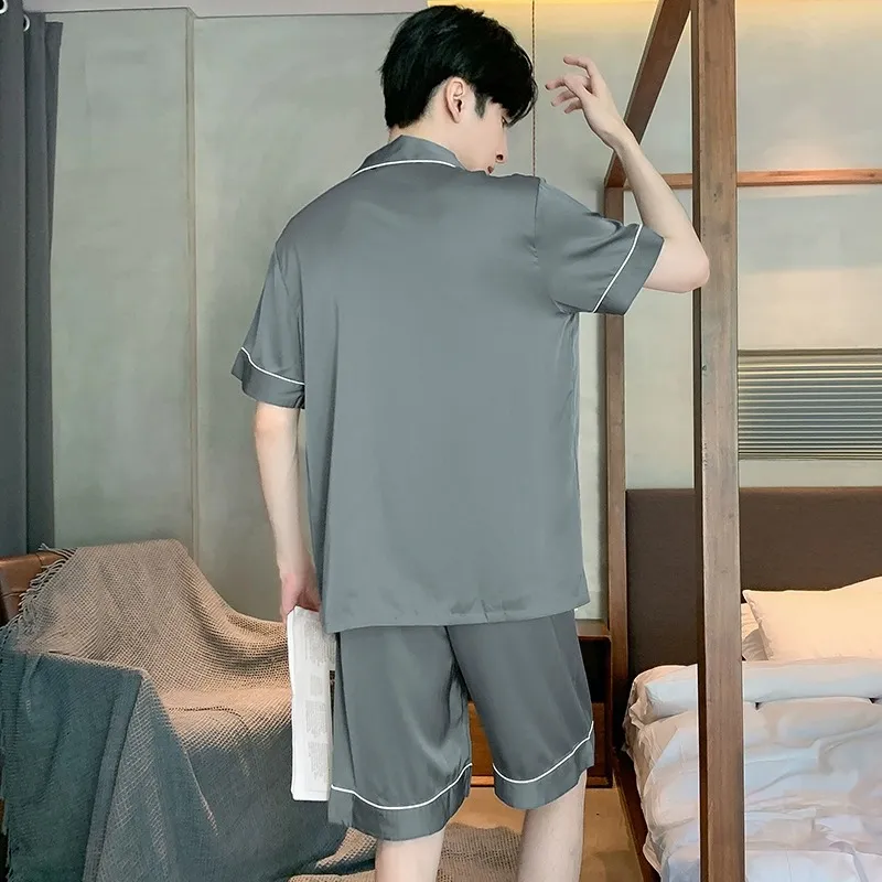 Qiao Ni Tong Pajama Set Men's Premium Gray-4