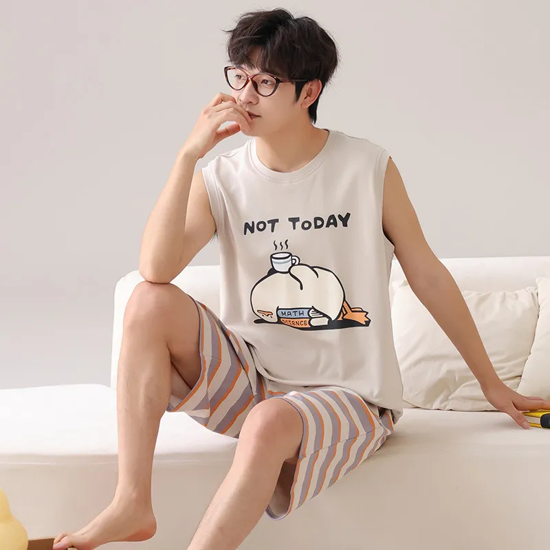 Qiao Ni Tong Pajama Set Men's Image Color-2