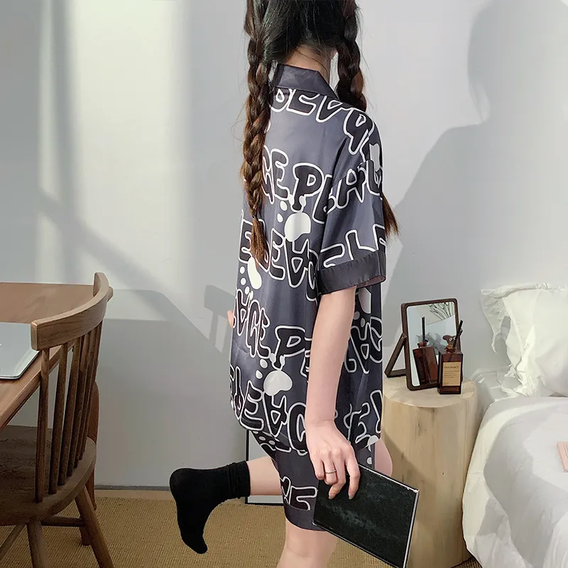 Qiao Ni Tong Pajama Set Women's Gray-4