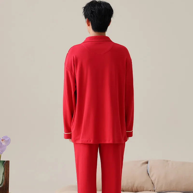 Qiao Ni Tong Pajama Set Men Red-1
