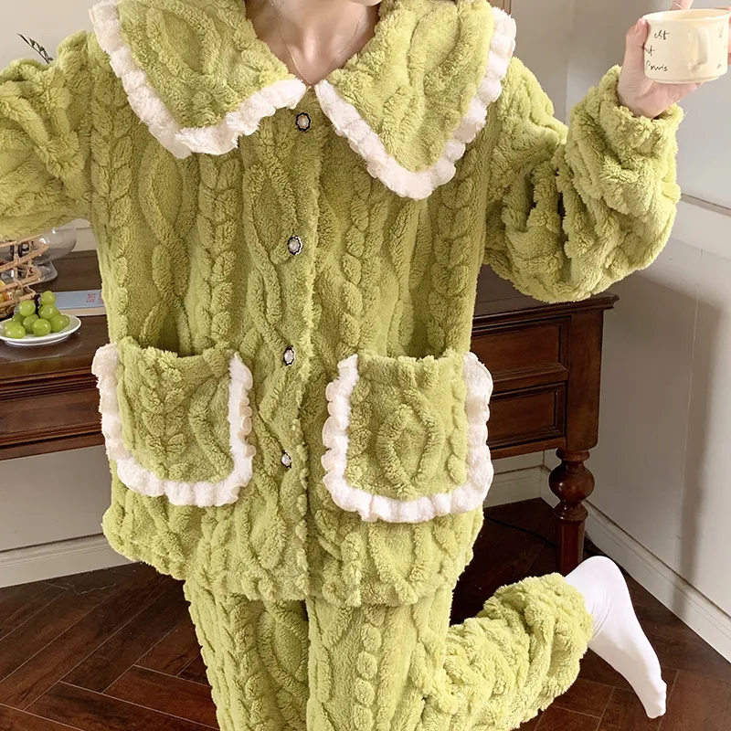 Qiao Ni Tong Pajama Set Women's Matcha-5
