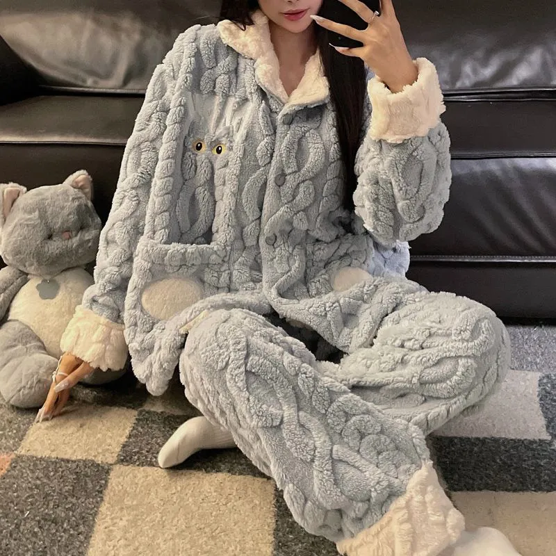 Qiao Ni Tong Pajama Set Women's Sky Blue-3