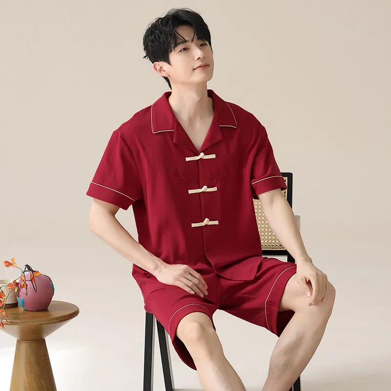 Qiao Ni Tong Pajama Set Men's Red-1