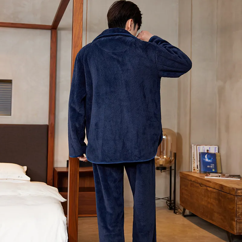 Qiao Ni Tong Pajama Set Men's Navy Blue-1