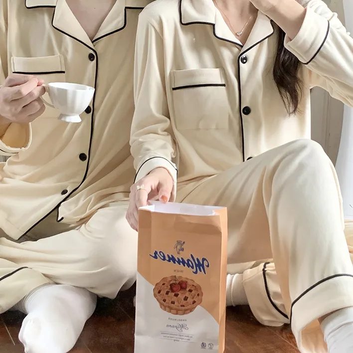 Qiao Ni Tong Pajama Set Unisex Cream White-4