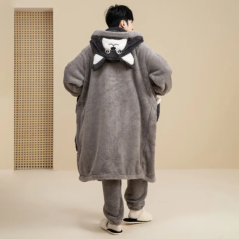 Qiao Ni Tong Pajama Set Men's Gray-1