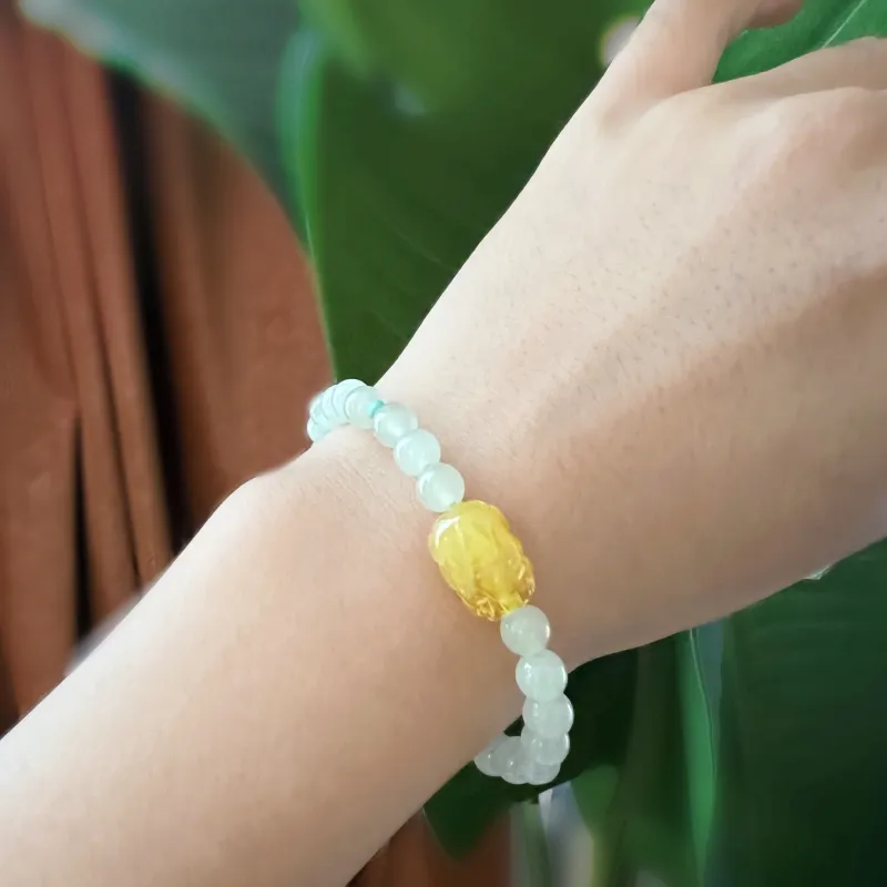 Abby's Wonderland Hetian Jade Beeswax Hetian Jade Bracelets Women's Green Jade-3