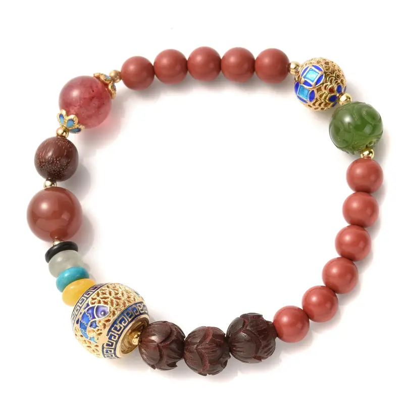 Abby's Wonderland Reconstructed Cinnabar Exam Success, Scholarly Beaded Bracelet Women's-1