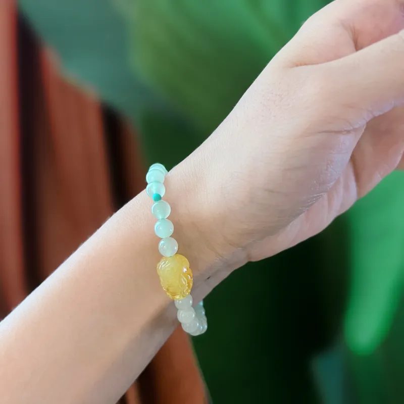Abby's Wonderland Hetian Jade Beeswax Hetian Jade Bracelets Women's Green Jade-5