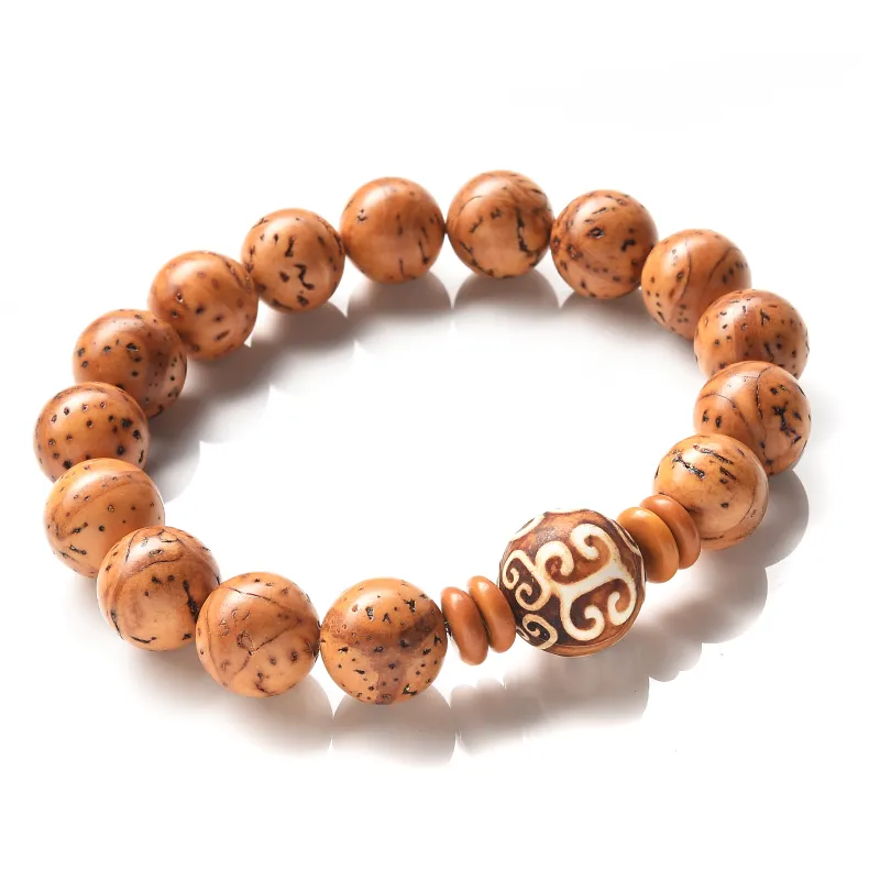 Abby's Wonderland Bodhi Seed Vintage Prayer Bead Beaded Bracelet For Good Luck And Reciting Unisex-2