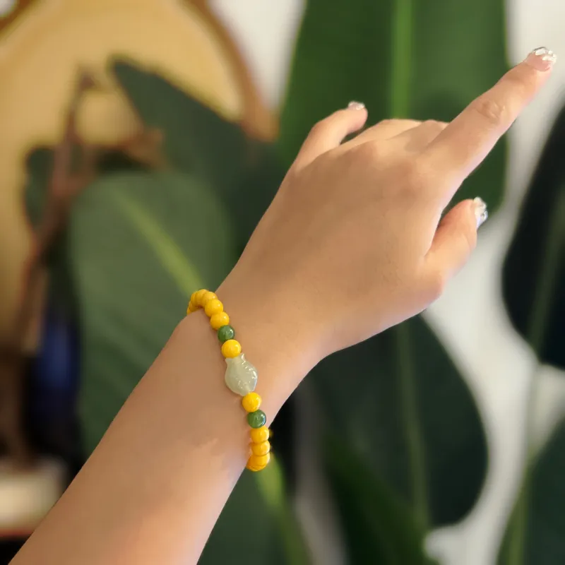 Abby's Wonderland Beeswax Hetian Jade Fine Jade Bracelets Women's-3