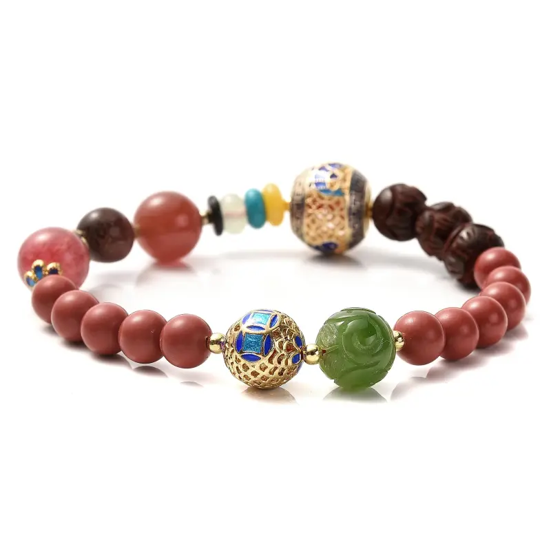 Abby's Wonderland Reconstructed Cinnabar Exam Success, Scholarly Beaded Bracelet Women's-2