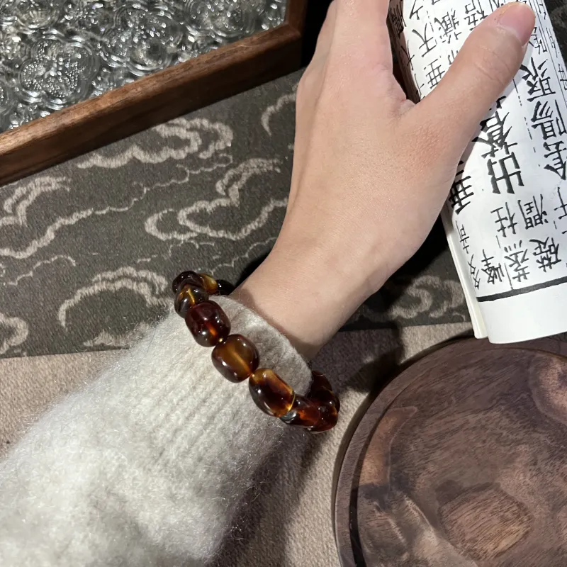 Abby's Wonderland Amber/Beeswax Fine Jade Bracelets Unisex-4