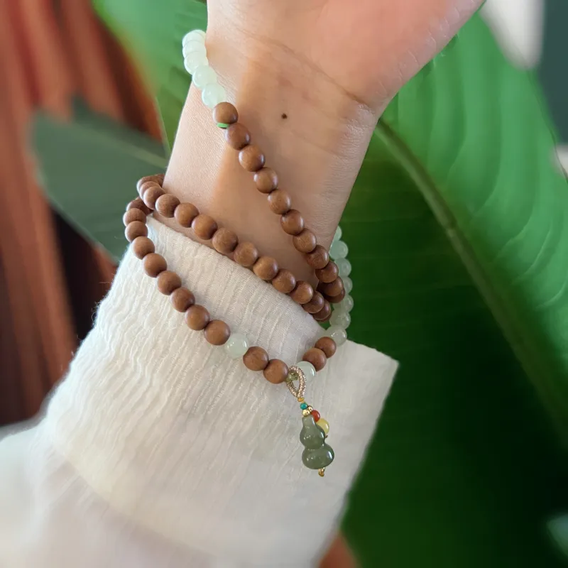 Abby's Wonderland Hetian Jade Barbie Sandalwood Hetian Jade Bracelets Unisex Green Jade-4