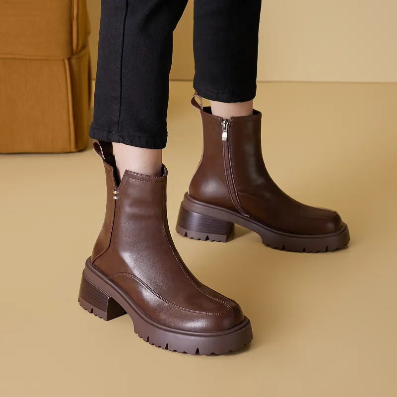 MARINO FABIANI Ankle Boots 5.5cm Women's Brown-6