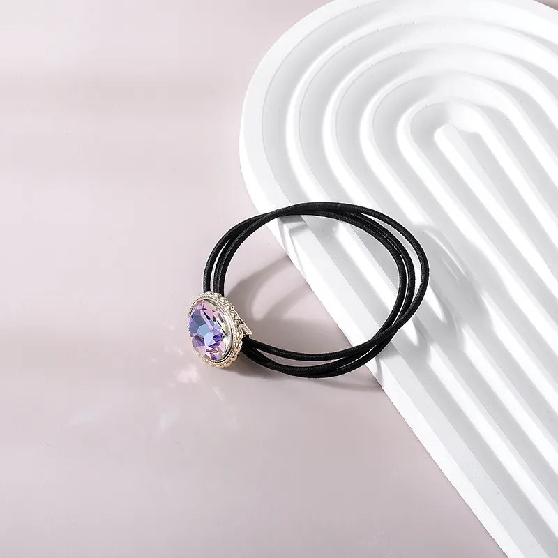ROYALSASA 3 Strand Rubber Band, Faux Crystal Hair Tie Women's-3