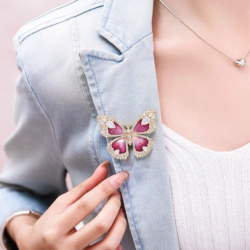 ROYALSASA Faux Crystal, Copper Brooches Women's-6