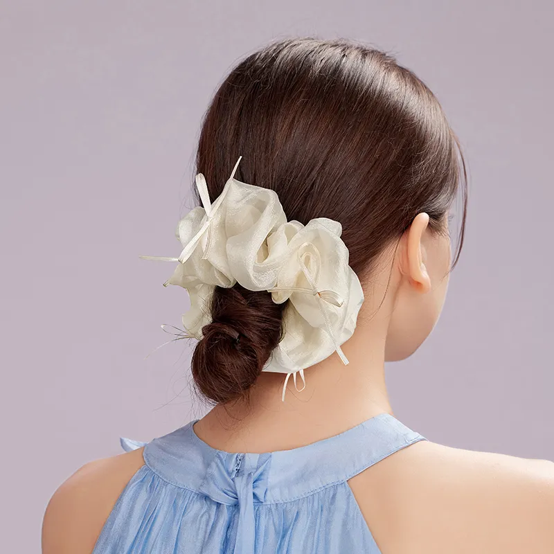 ROYALSASA Silk Chiffon Hair Tie Women's-4